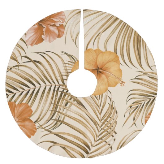Tropische hibiscus: met de hand getekend patroon. kerstboom rok (Voorkant)