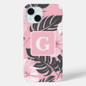 Tropische Hibiscus Monogram fleece deken Case-Mate iPhone Case (Achterkant)