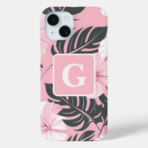 Tropische Hibiscus Monogram fleece deken iPhone 15 Case