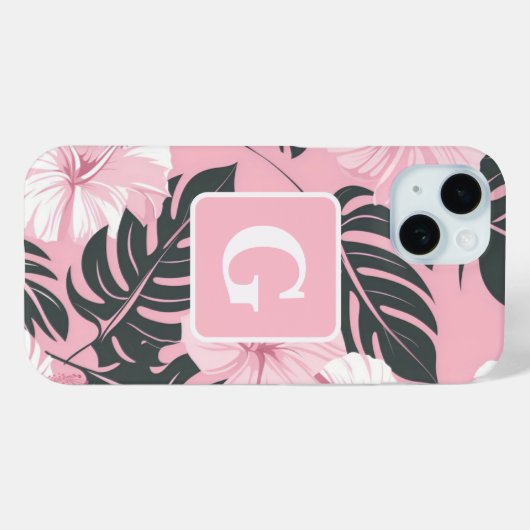 Tropische Hibiscus Monogram fleece deken Case-Mate iPhone Case (Achterkant (horizontaal))