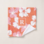 Tropische hibiscus monogram gepersonaliseerd bad handdoek (Wasdoekje)