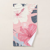 Tropische hibiscus monogram gepersonaliseerd bad handdoek (Handdoek)