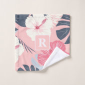 Tropische hibiscus monogram gepersonaliseerd bad handdoek (Wasdoekje)