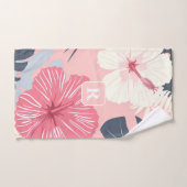 Tropische hibiscus monogram gepersonaliseerd bad handdoek (Handdoek)