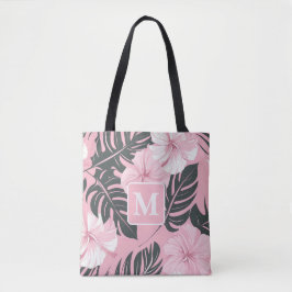 Tropische hibiscus monogram tote bag