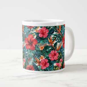 Tropische Hibiscus & Monstera Bladeren Koffiemok Grote Koffiekop