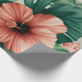Tropische Hibiscus & Monstera Cadeaupapier (Hoek)
