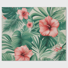 Tropische Hibiscus & Monstera Cadeaupapier