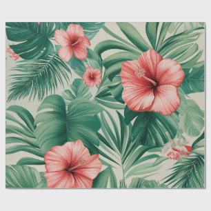 Tropische Hibiscus & Monstera Cadeaupapier