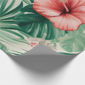 Tropische Hibiscus & Monstera Cadeaupapier (Hoek)
