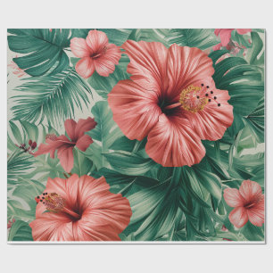Tropische Hibiscus & Monstera Cadeaupapier
