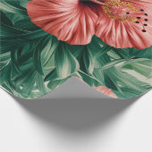 Tropische Hibiscus & Monstera Cadeaupapier (Hoek)