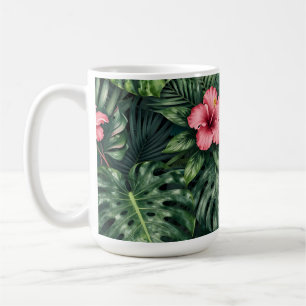 Tropische Hibiscus Monstera Jungle Patroon Koffiemok