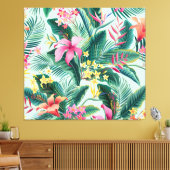 Tropische Hibiscus: naadloos bloemenpatroon Canvas Afdruk (Insitu (Woonkamer))