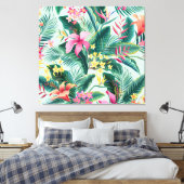 Tropische Hibiscus: naadloos bloemenpatroon Canvas Afdruk (Insitu (Slaapkamer))