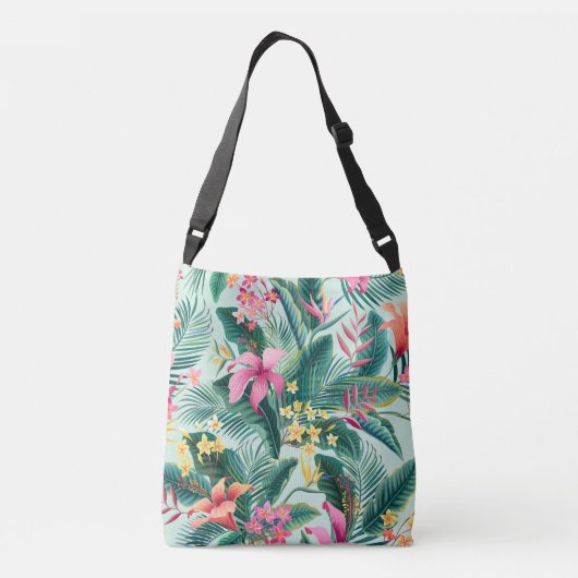 Tropische Hibiscus: naadloos bloemenpatroon Crossbody Tas (Achterkant)