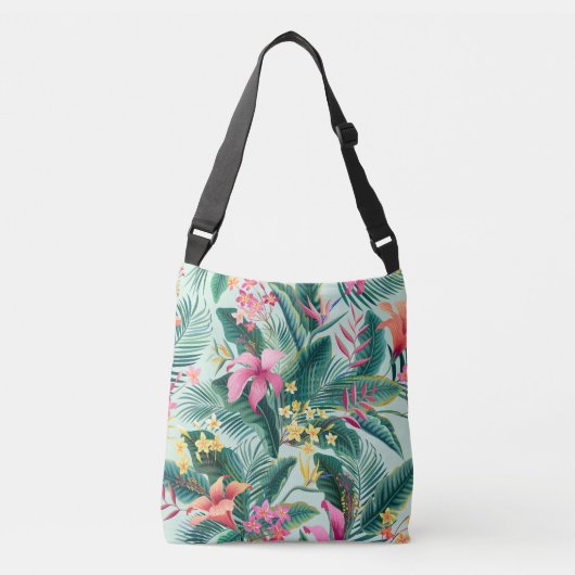 Tropische Hibiscus: naadloos bloemenpatroon Crossbody Tas (Voorkant)