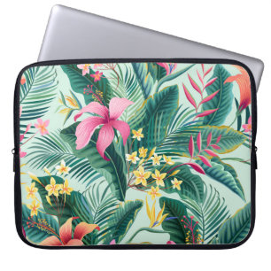 Tropische Hibiscus: naadloos bloemenpatroon Laptop Sleeve