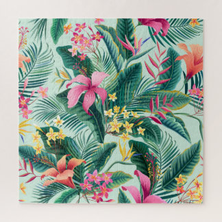 Tropische Hibiscus: naadloos bloemenpatroon Legpuzzel