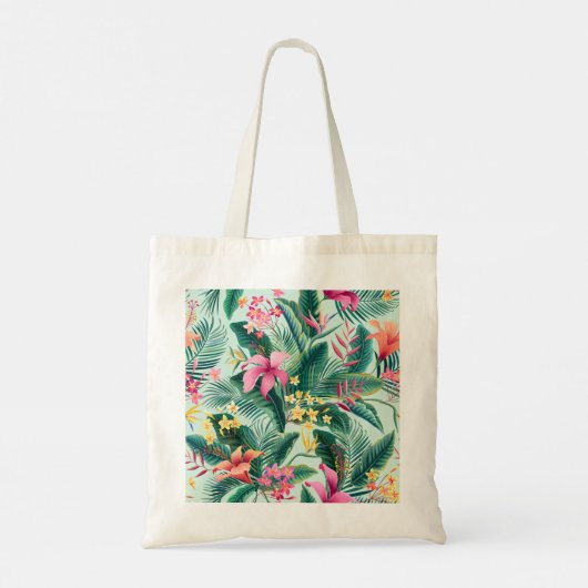 Tropische Hibiscus: naadloos bloemenpatroon Tote Bag (Achterkant)