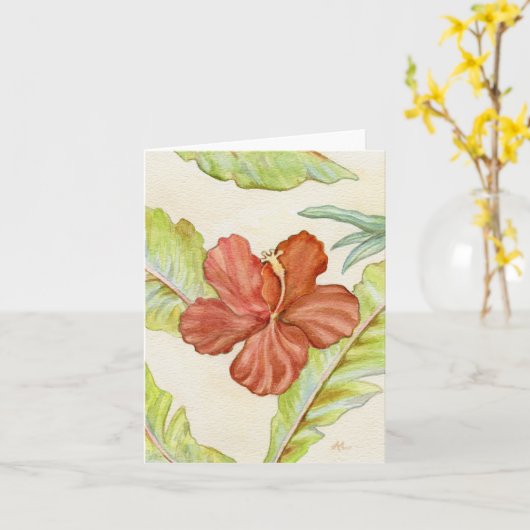 Tropische Hibiscus Notecard Kaart (Gele Bloem)