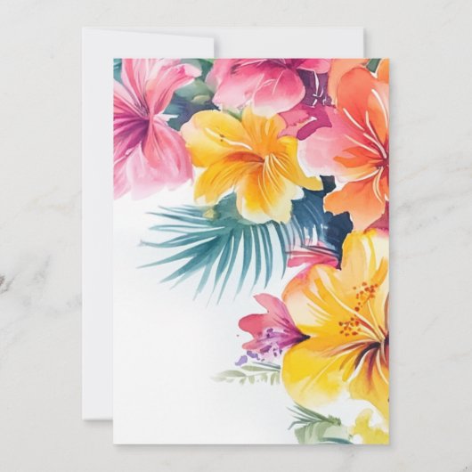 Tropische Hibiscus Ocean Beach bestemming bruiloft Kaart (Achterkant)