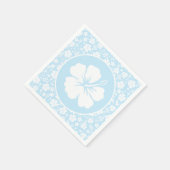 Tropische hibiscus op blauw servet (Hoek)