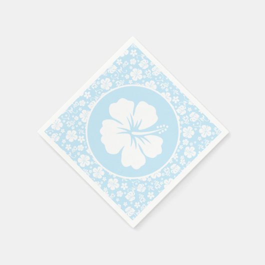 Tropische hibiscus op blauw servet (Hoek)