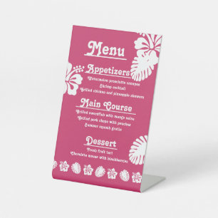 Tropische Hibiscus op frambozen voetstuk bord Reclamebord Met Voetstuk