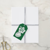 Tropische Hibiscus op groene cadeautag Cadeaulabel (Met Touw)