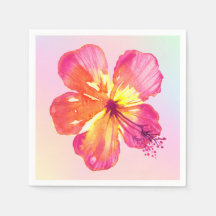 Tropische hibiscus op roze geel Aqua ombre Floral
