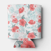 Tropische Hibiscus Palm naadloze print Blikjeskoeler (Achterkant)