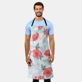 Tropische Hibiscus Palm naadloze print Schort (Gedragen)