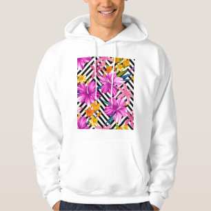 Tropische hibiscus, palmbladeren, geometrisch. hoodie