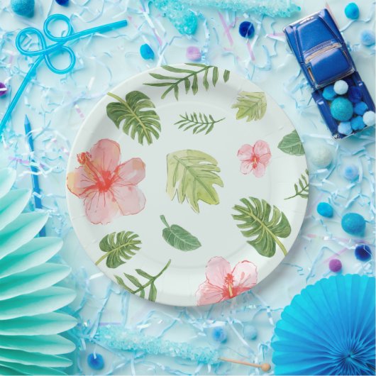 Tropische Hibiscus Papieren Bordje (Feest)
