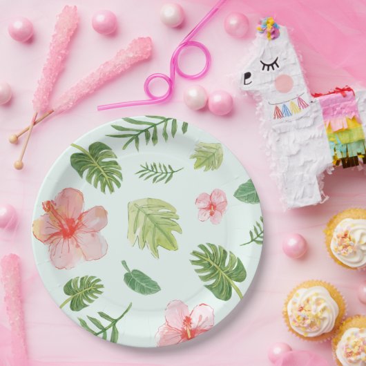 Tropische Hibiscus Papieren Bordje (Feest)