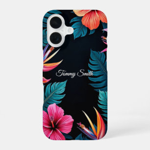 Tropische Hibiscus & Paradijsvogel Floral Design iPhone 16 Hoesje