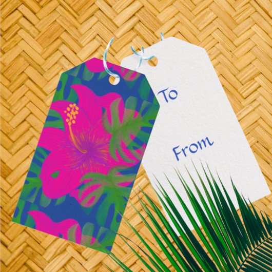 Tropische Hibiscus Philodendron Cadeaulabel