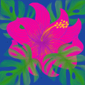 Tropische Hibiscus Philodendron Cadeaulabel