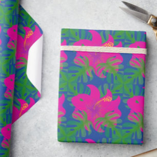 Tropische Hibiscus Philodendron Cadeaupapier