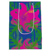 Tropische Hibiscus Philodendron Medium Cadeauzakje (Achterkant)