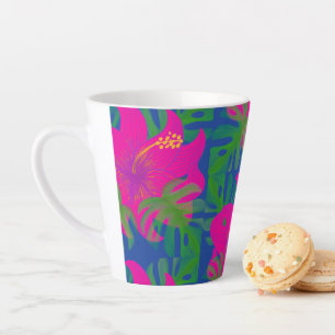 Tropische Hibiscus Philodendron Tropisch Latte Mok