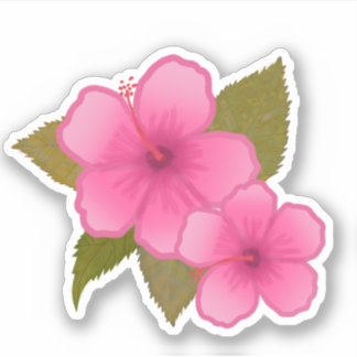 TROPISCHE HIBISCUS PINKSTROOM STICKER