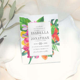 Tropische hibiscus, Plumeria & Palm   Datum opslaa Aankondigingskaart