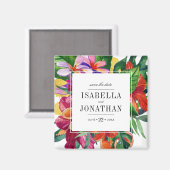 Tropische hibiscus, Plumeria & Palm | Datum opslaa Magneet (Voorkant / Achterkant)