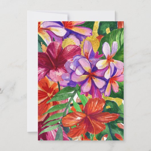 Tropische hibiscus, Plumeria & Palm | Weddenschap Kaart (Achterkant)