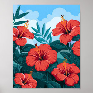Tropische Hibiscus Poster – kleurrijke bloem