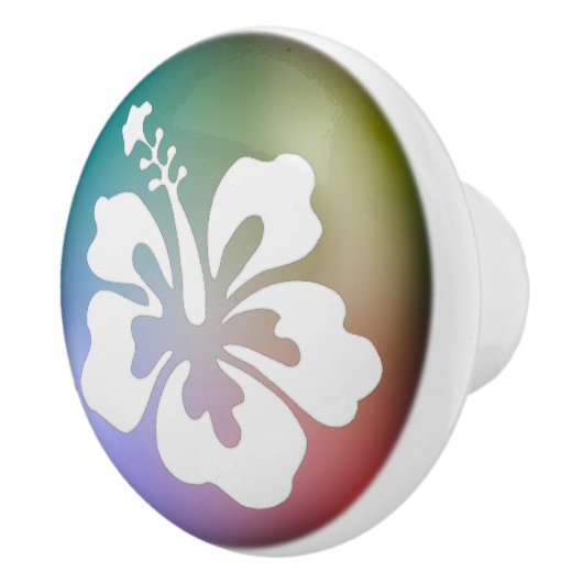 Tropische Hibiscus Regenboog Oceaan Strand Decorat Keramische Knop (Rechts)