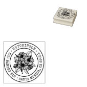 Tropische Hibiscus Ronde familienaam Retouradres Rubberstempel (Gestempeld)