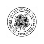 Tropische Hibiscus Ronde familienaam Retouradres Rubberstempel (Afrduk)